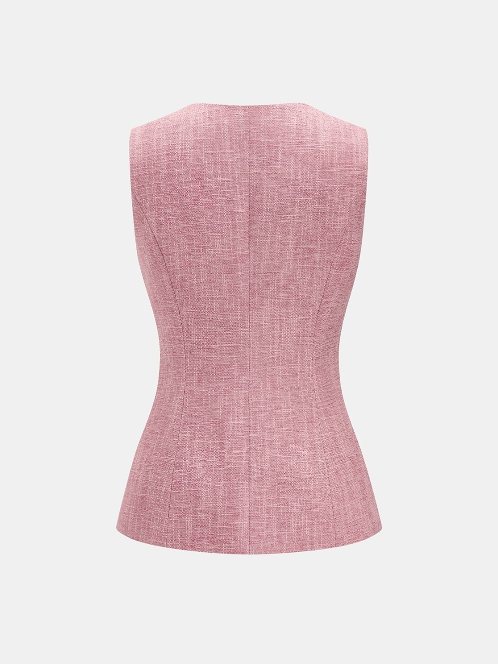 Commense Pink Tweed Peplum Skirt Set with Gold Buttons - Picture 3 of 9